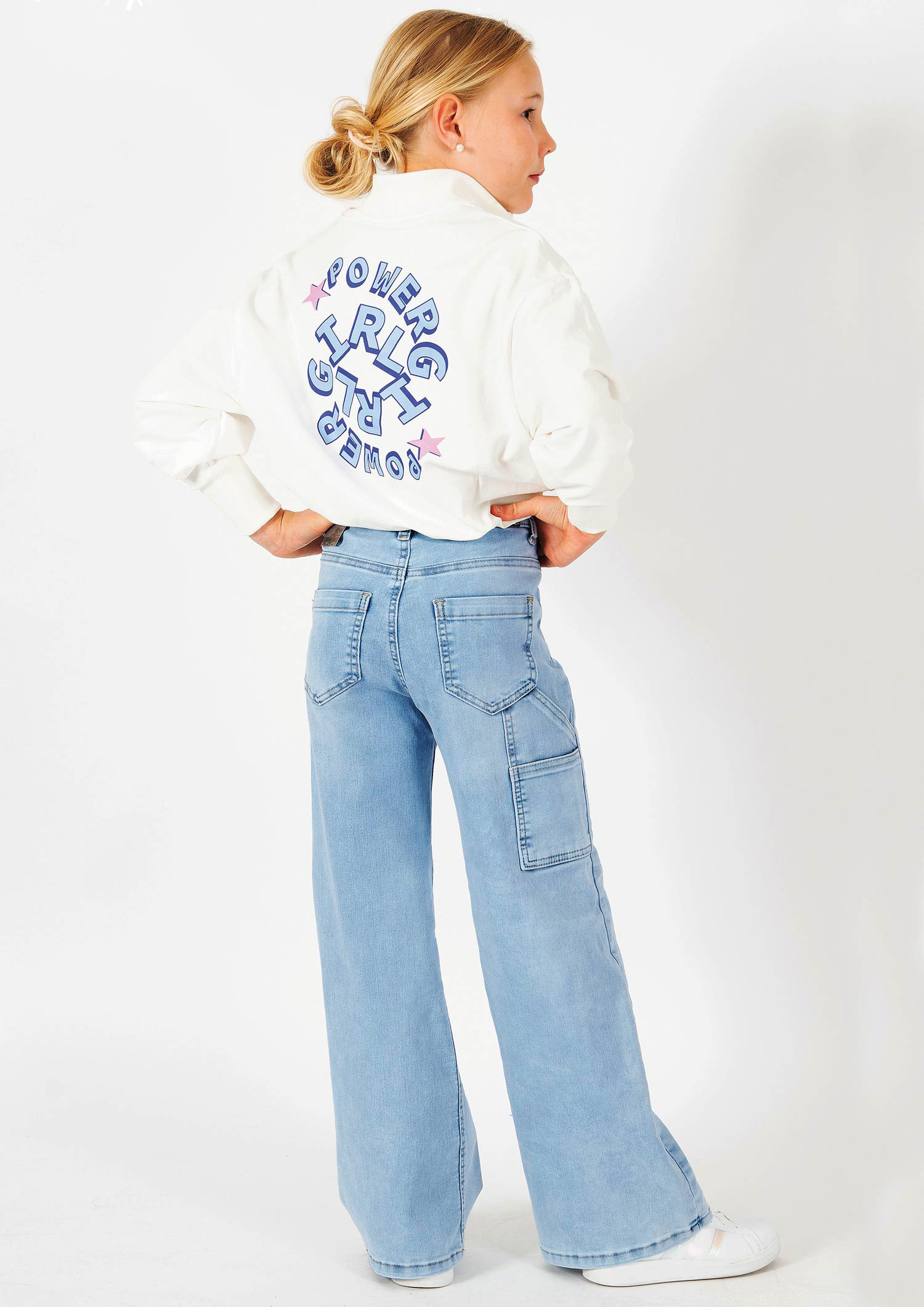 1377-Girls Wide Leg Jeans Worker Style, verfügbar in Slim, Normal, Wide