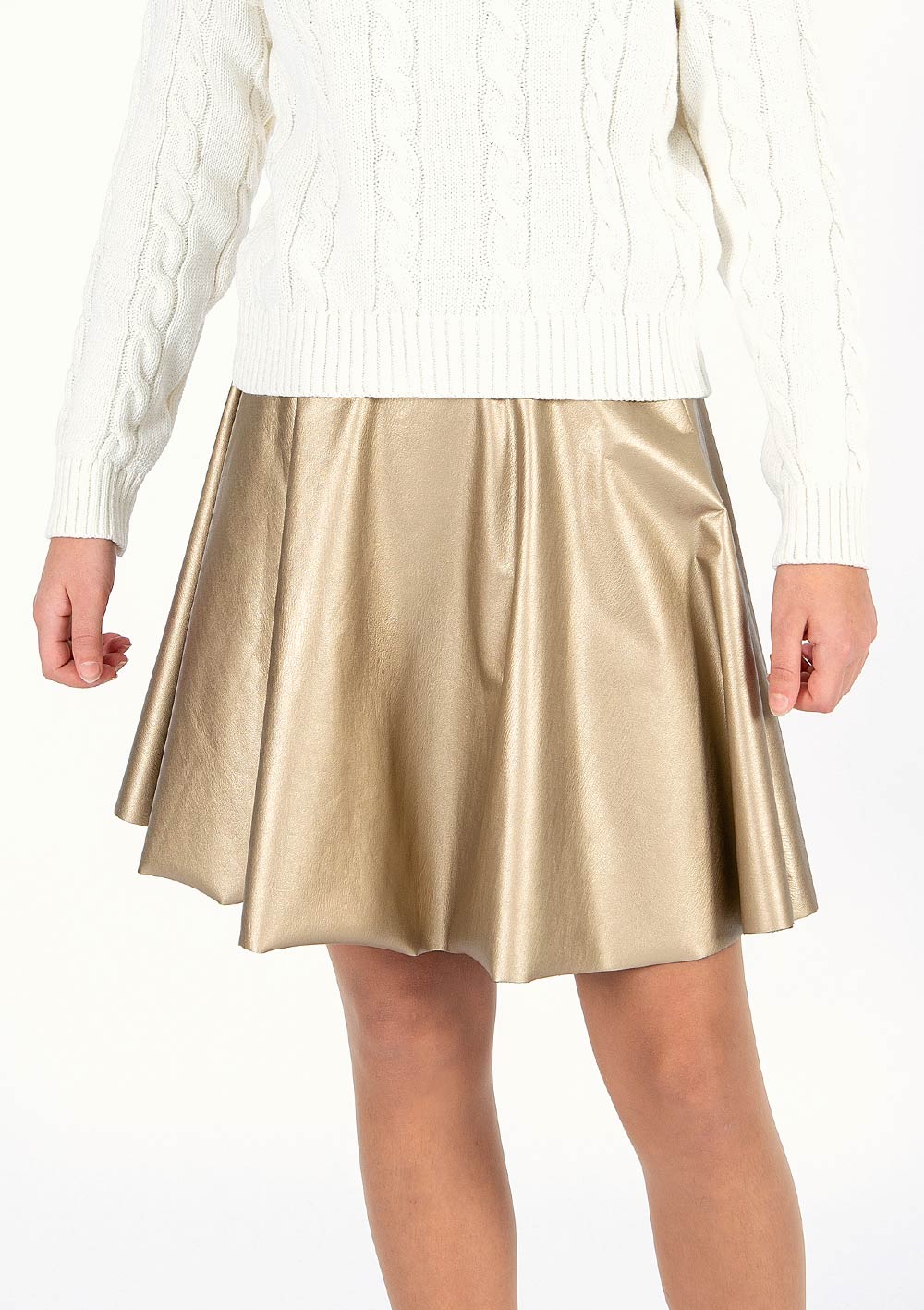 3358-Girls Pleated Skirt Leather Effect, verfügbar in Normal