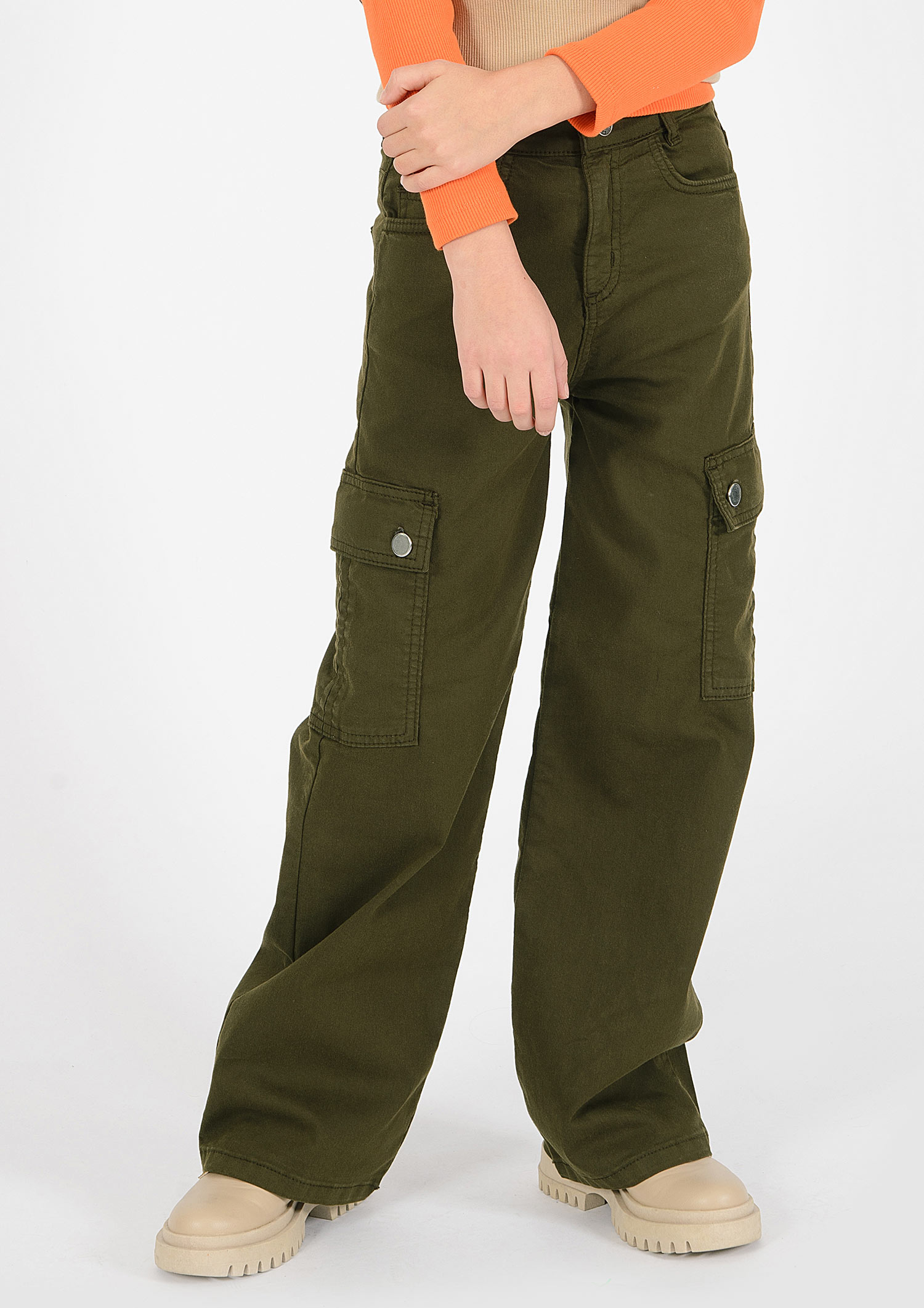 1356-Girls Straight Wide Leg Cargo, available in Normal