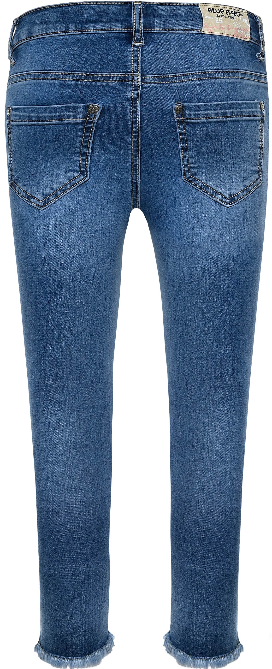 1302-Girls High-Waist Jeans Cropped, Knee Cut, Ultrastretch, verfügbar in Slim,Normal