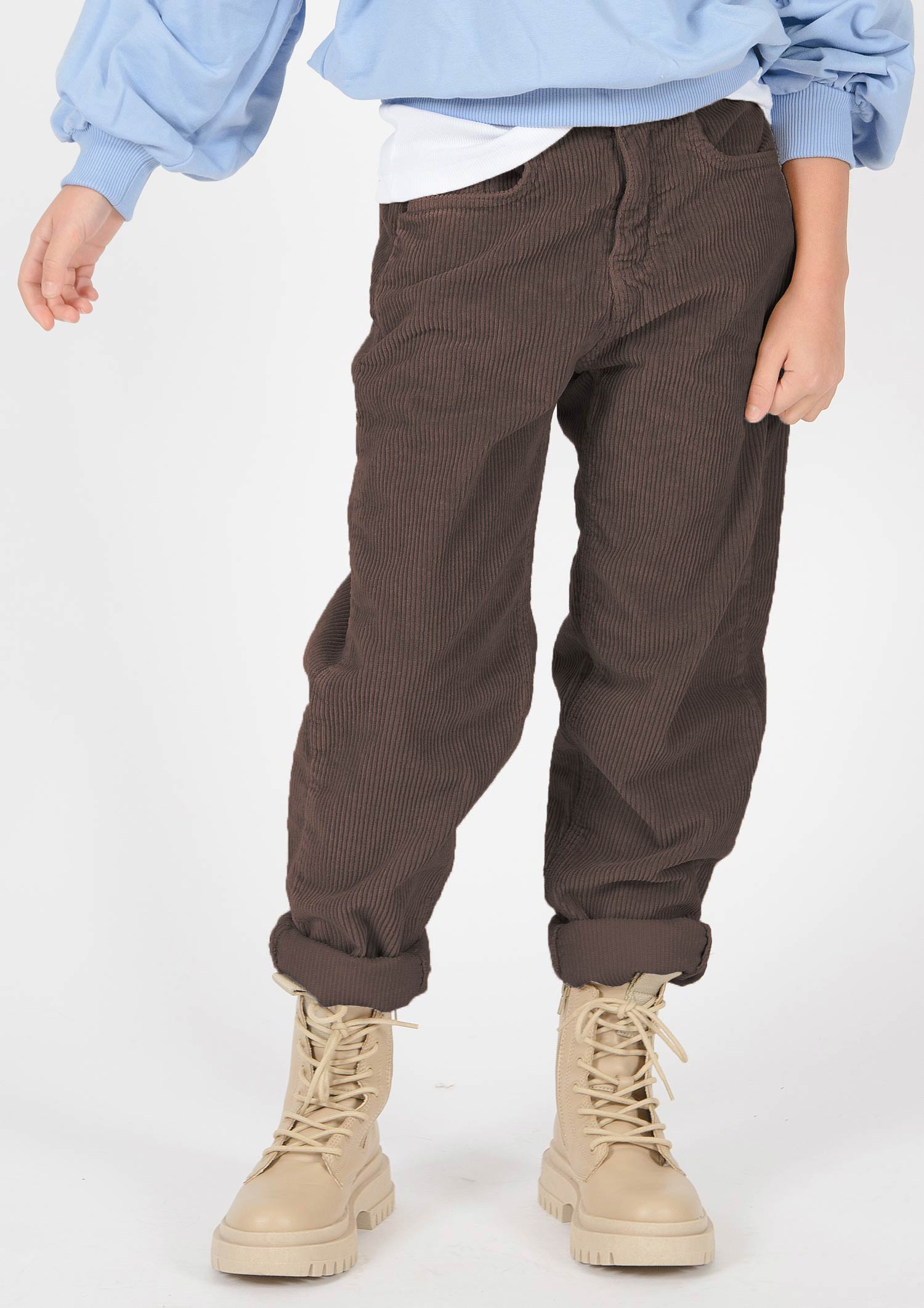 1338-Girls Balloon Fit Pant Cropped, Corduroy, available in Slim,Normal