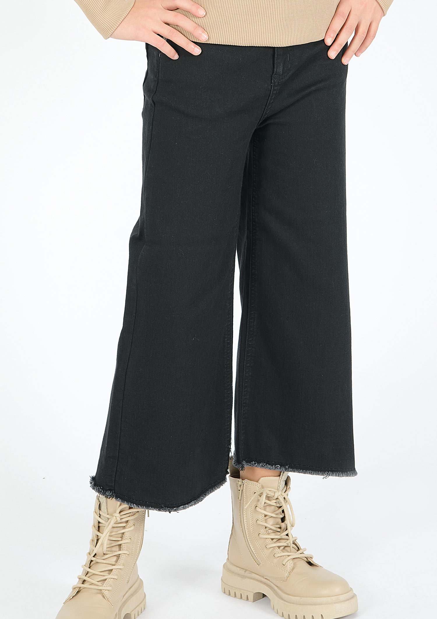 1372-Girls Wide Leg Jeans Cropped, Ultrastretch, available in Normal