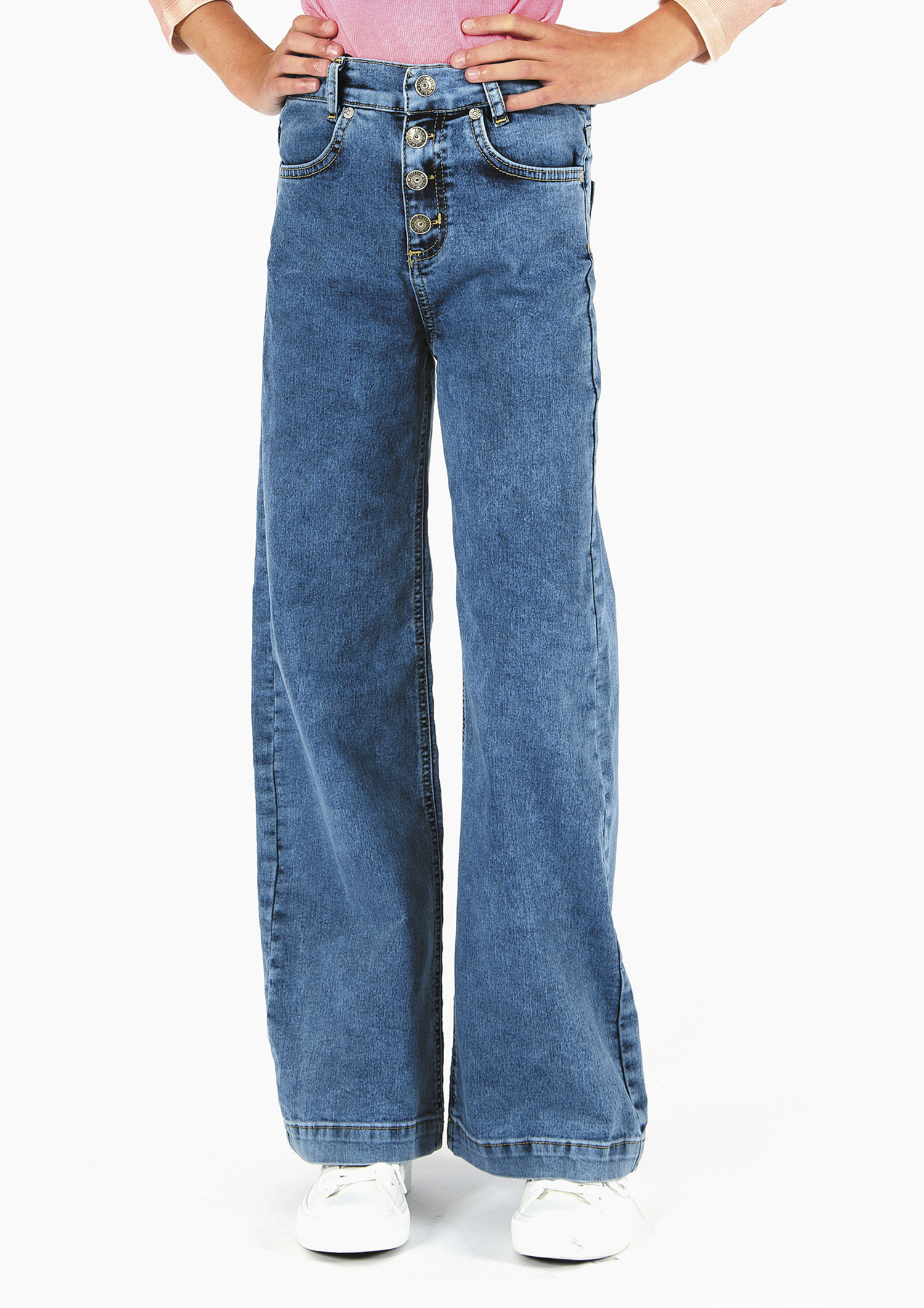 1321-Girls Wide Leg Jeans -Buttoned, verfügbar in Slim,Normal